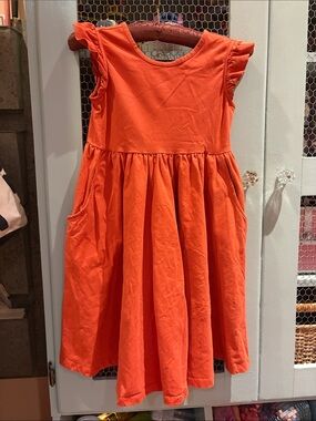Hanna Andersson Girls' Vibrant Orange Cotton Ruffle-Sleeve Dress
